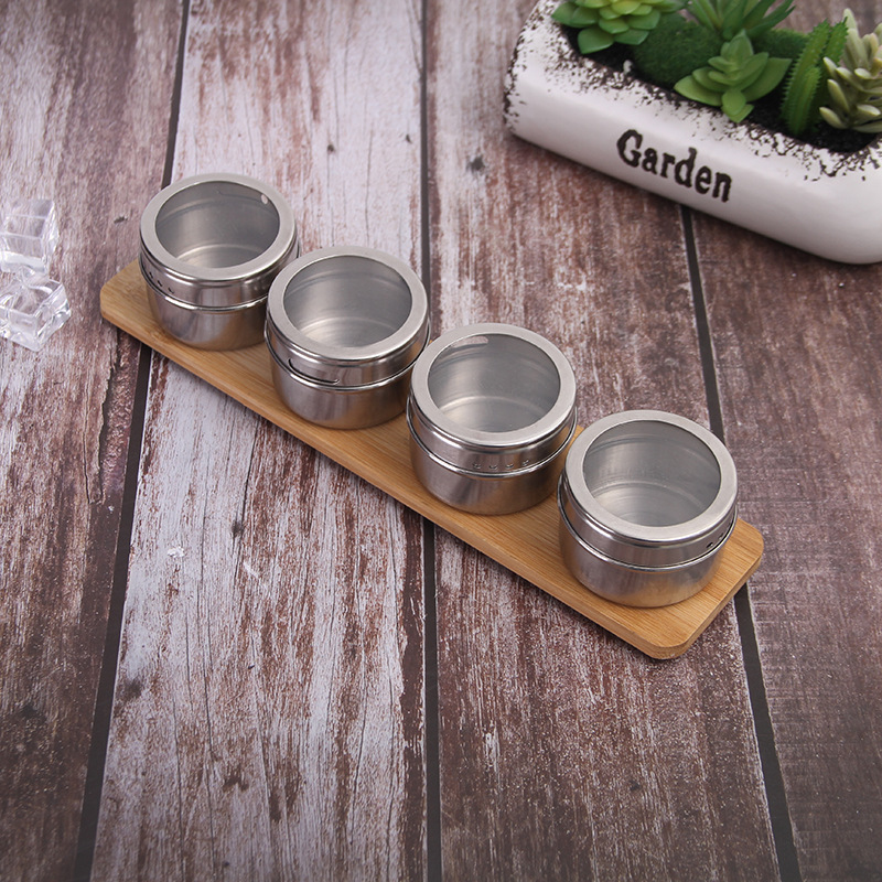 Kitchen Magnetic Spice Tins Spice Rack Set With Magnetic Jars, Magnetic Spice Tins For Stand and Wall Mount