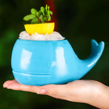 Ceramic Tiki Mug Ocean Theme Blue Whale Cocktail Cup