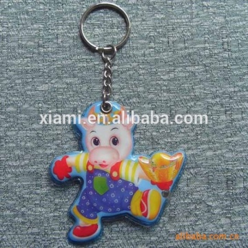 mass production lovely cow shape printing pvc flashlight keychain