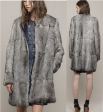 YR223B European Style Women Winter Genuine Rabbit Fur Overcoat