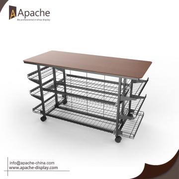 Metal Sturdy Bread Display Stand With Wheels