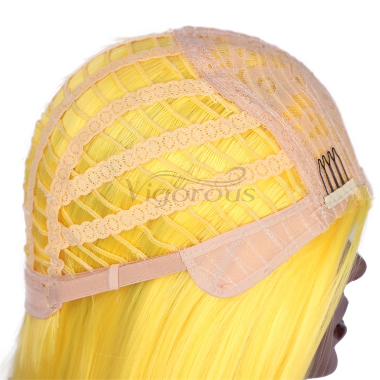Vigorous Long Straight Yellow Wigs for Women Natural Hairline Middle Part Heat Resistant Fiber Synthetic Wigs for Black Women