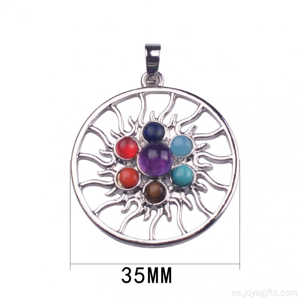 Whoelsale ronda Chakra Reiki cristal Yoga equilibrio encanto joyería colgante