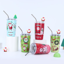 Personalized Christmas Gifts: 460ml Stainless Steel Vacuum Flask & Thermos with Lids and Straws