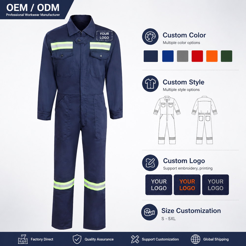 Защитный комбинезон из полиэстера Ripstop со светоотражающей лентой Ripstop Polyester Reflective Tape Safety Workwear Coverall