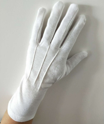 Long Marching Band Gloves/White Cotton Military Glove