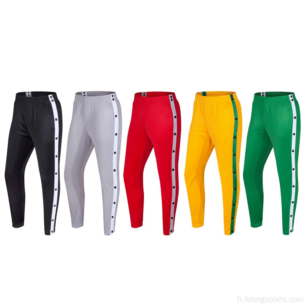 Basketball Soccer Sports Pantalon de bouton de boucle ouverte complète