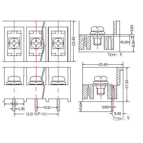 AT866-11.11XXX-VR Barrier Terminal Block Pitch11.11mm 