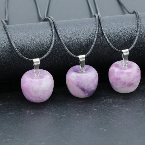 3D Lepidolite Apple Pendant Necklace for Women Girls