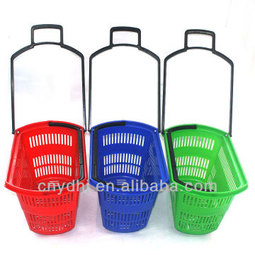 Cheap rolling basket supermarket shopping wheel baskets