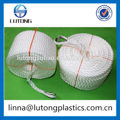 3 strands white color PE rope with hook