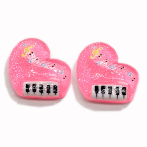 Supply Assorted Colors Resin Lovely Heart Piano Notes Flat Back Charms DIY Craft Cabochons For Children Scrapbook Accessory