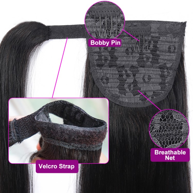 Virgin Brazilian Hair Drawstring Ponytail Cheveux Humains Yaki Wrap Around Ponytails For Black Women