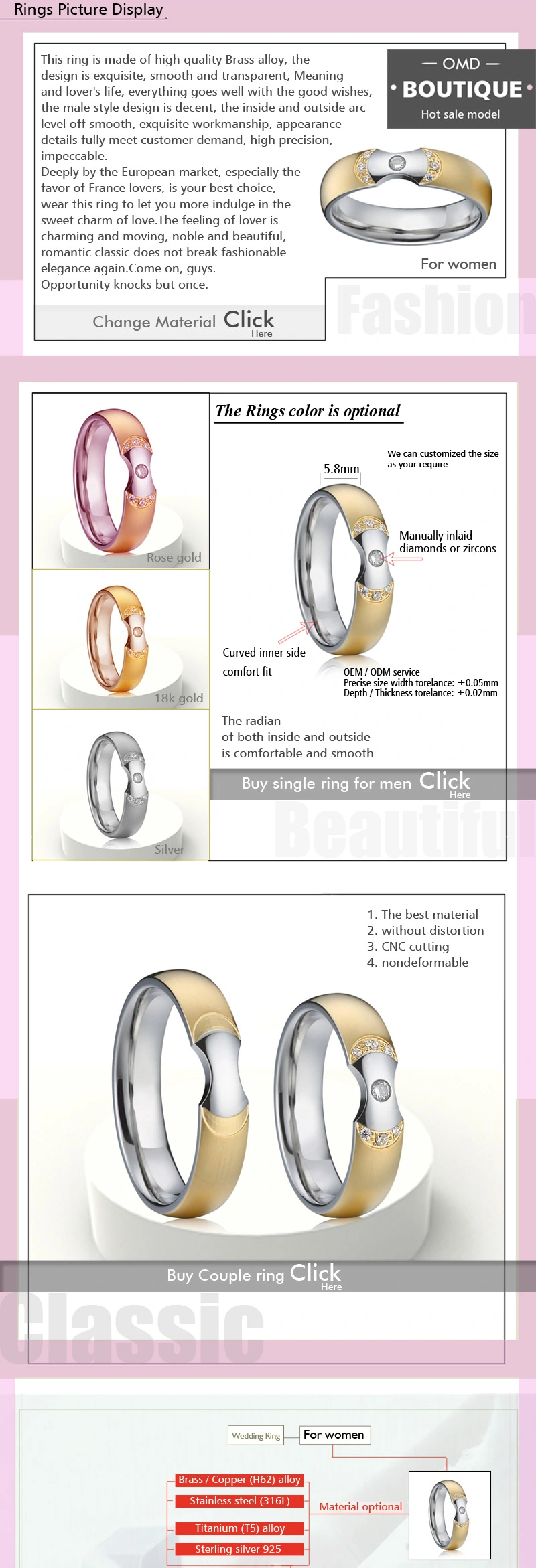 Rose Gold Rings Jewelry Women Dubai Women Rings Jewelry Set