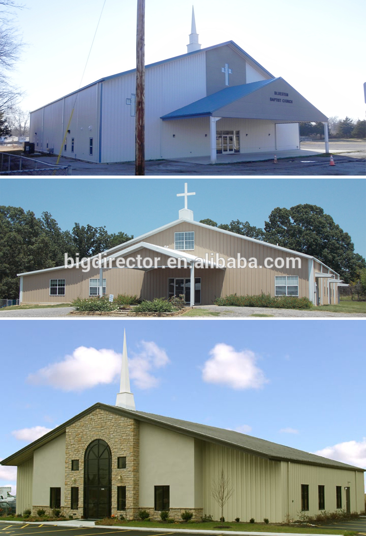 Metal Frame Prefabricated Large & Small Steel Structure Church Buildings