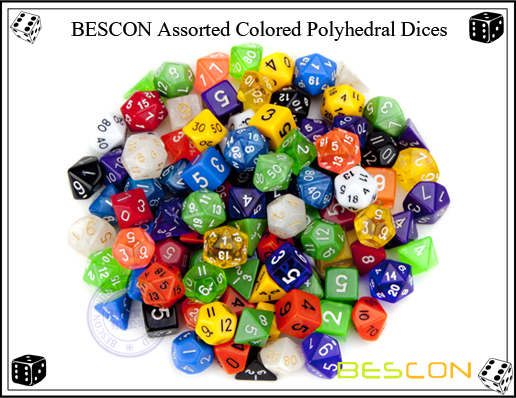 BESCON Assorted Colored Polyhedral Dices