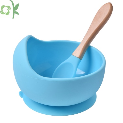 Silikon kalis air Bayi Suction Bowl dengan set sudon