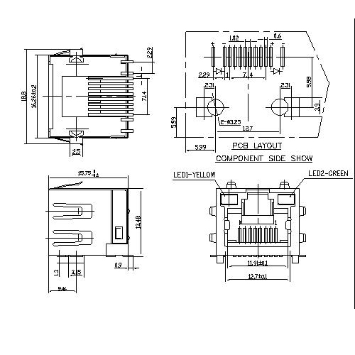 ATRJ5821B-8P8C-X-A-A-X RJ5 SIDE ENTRY SMT JSCK WITH LED 