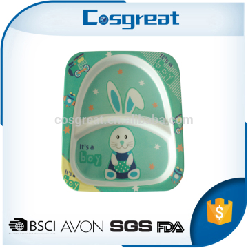 Green square melamine two divisions plate