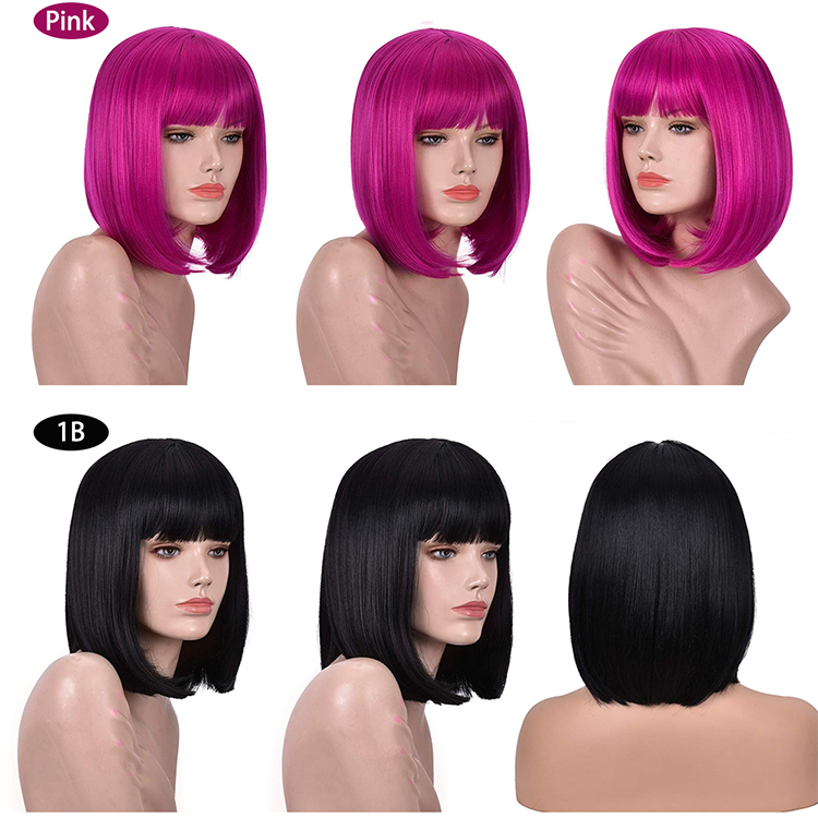 Wholesale Top Selling Colour wig blend natural afro curly wavy for woman glueless fiber synthetic color wig hair wigs short bob