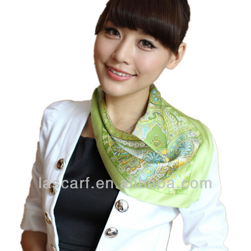 green paisley square silk bandana