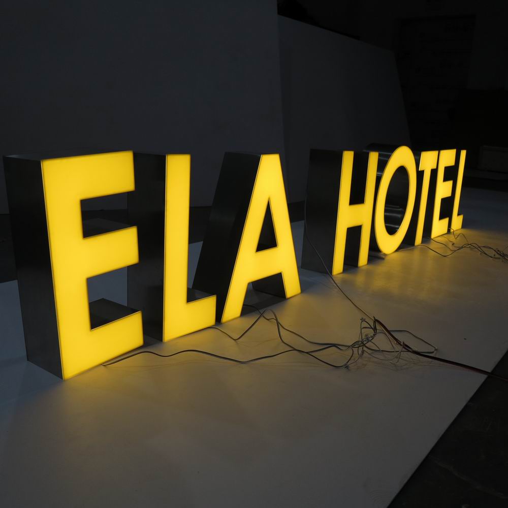 DINGYISIGN Outdoor Waterproof Electroplating Gold 3D Wall Letters Electronic Sign Board Illuimnated Led Sign For Hotel Signage