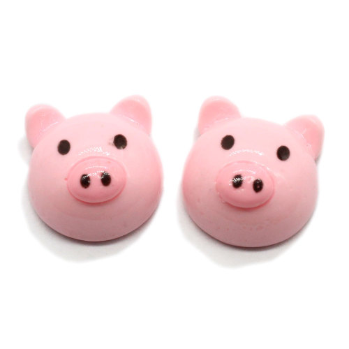 100pcs Creative Cartoon Resin Little Pig Head Figurine Craft Resin Flatback Cabochon For Kids Clip DIY Hair Ornament Accessories