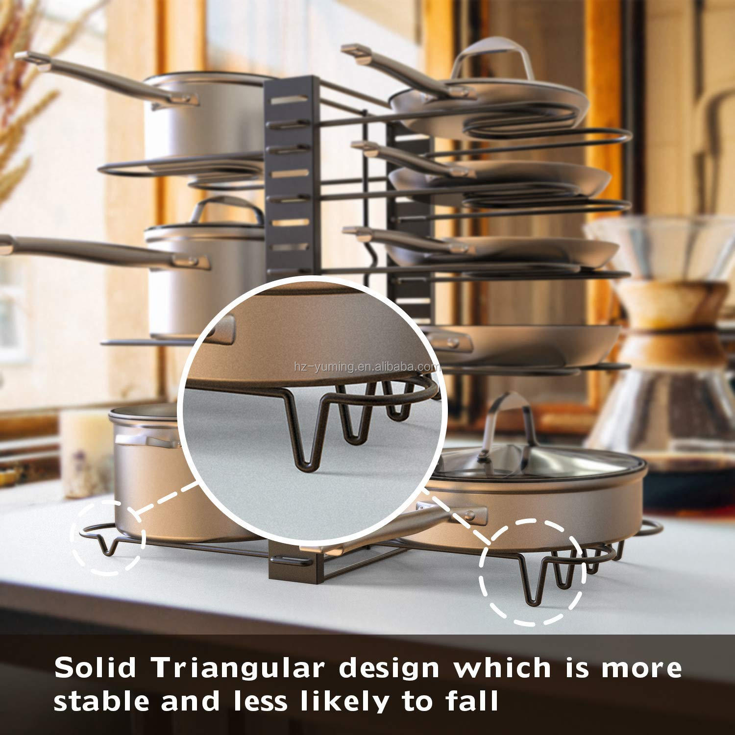 2019 New Arrival Adjustable Metal Pan Organizer,Pot Lid Holder,Pan Rack for Kitchen