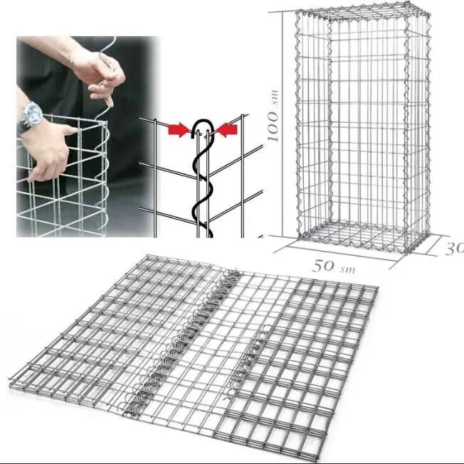 100X100X30 Cm Welded Gabion Box Galvanized Gabion Wall Basket Stone Basket