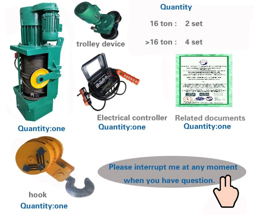 16/20/32 Tons High Quality Wire Rope Electric Mine Hoist with Wireless Remote Factory Price for Sale