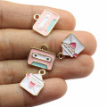 Enamel Pendants Envelope Tape Charms Alloy Keychain Car Key Ring Art Metallic Necklace Bracelet Jewelry Making