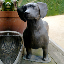 Garden casting brass puppy sculpture bronze metal dachshund dog statue