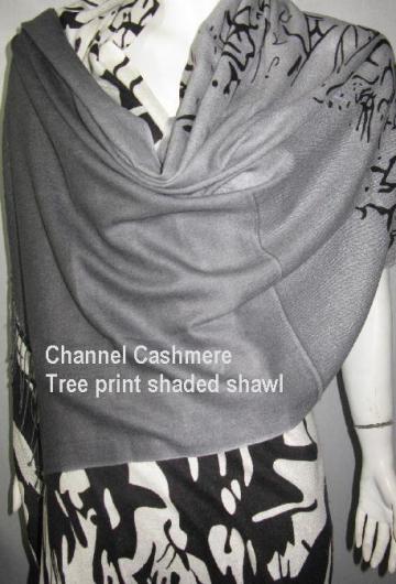 cashmere wool Tree print shaded shawl