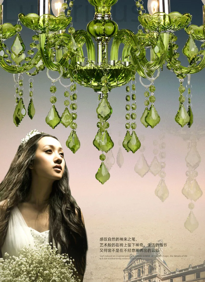 Elegant European Crystal Pendant Light with Vibrant Colors