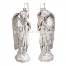 Decorative stone standing male angel light sculpture