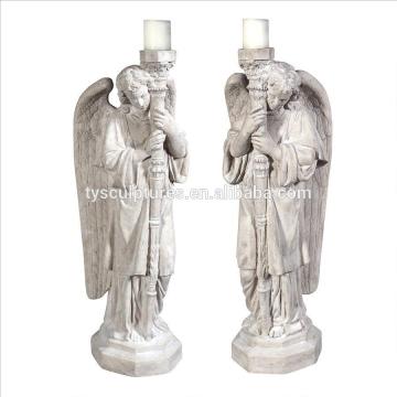 Decorative stone standing male angel light sculpture