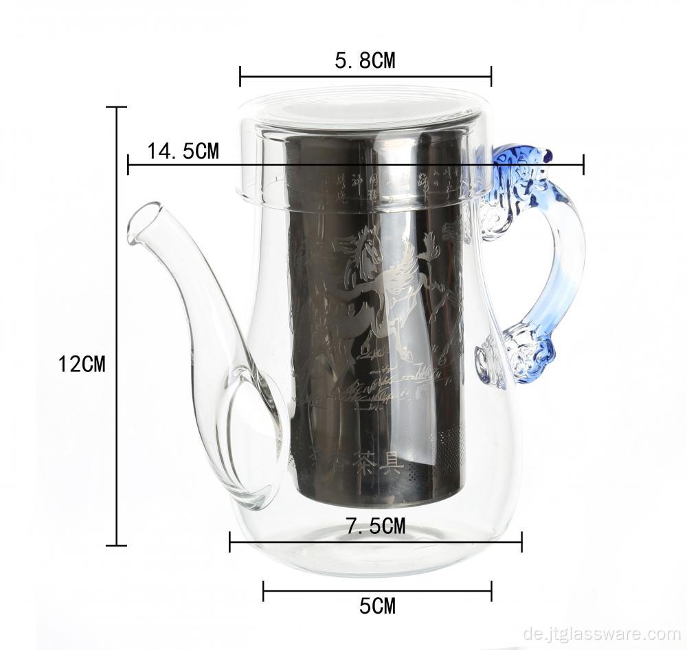 Glasteekanne mit Edelstahl-Ei/Glas-Ei