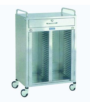 50-shelf stainless steel trolley for medical record clip B26