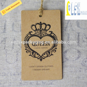 custom private design special shape printed paper hangtag for garment