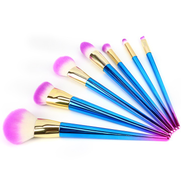 Más vendidos 7 unids coloful maquillaje sintético kits kits de aluminio ferrulo labaco privado cepillos cosméticos conjuntos