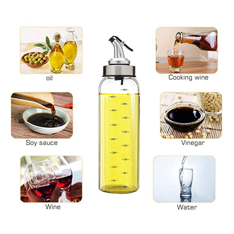 Olive Oil Dispenser Bottle, 17 Oz Oil Container with Non-Drip Spout For Vegetable Olive Oil Sprayer, Lead-Free Glass Oil Bottle