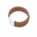 Bracciale in pelle marrone con fibbia magnetica in acciaio inossidabile