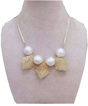 Statement Necklace, New Fashion Jewelry Leaf Charms & Pearl Statement Necklace , Statement Necklace Wholesale PT2074