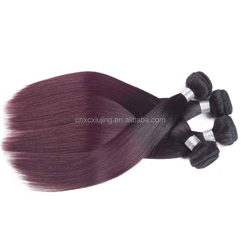 8A grade  color ombre 99j hair weave red braiding hair piece, human hair weave bundles