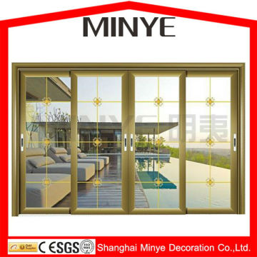 Patterned glass thermal break aluminum sliding door