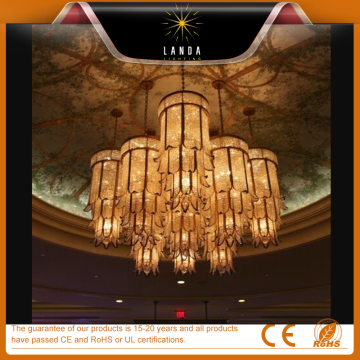 Contemporary Restaurant Hotel Lobby Lighting Project Large Crystal Chandelier