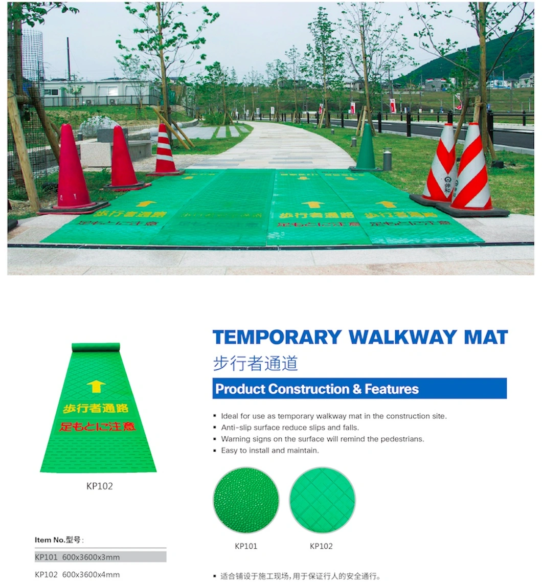 Anti-Slip Green Guiding Rubber Pass Way/Passing Mat for Japan Market