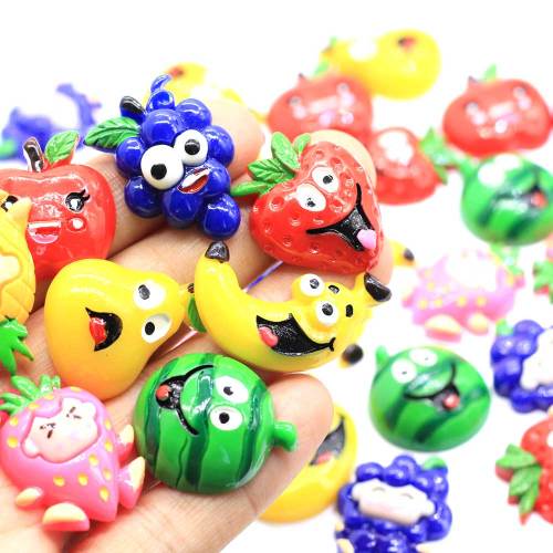 Fancy Diverse Fruit Vormige Hars Cabochon Plaksteen Kralen 100 stks / zak Keuken Koelkast Ornamenten Charms Kids DIY Speelgoed Decoratie