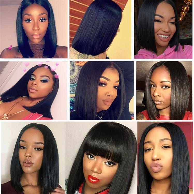 Wholesale Cheap Brazilian Short Straight Human Hair Closure Lace Front Bob Wigs For Black Women