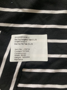 White and Black Stripes 70T/30R Width 62/63 Fabric